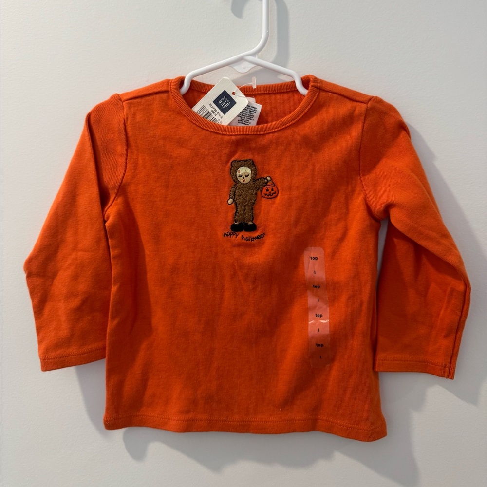 Baby GAP Vintage 2000s Happy Halloween Long Sleeve Orange Tee Size 12-18M NWT